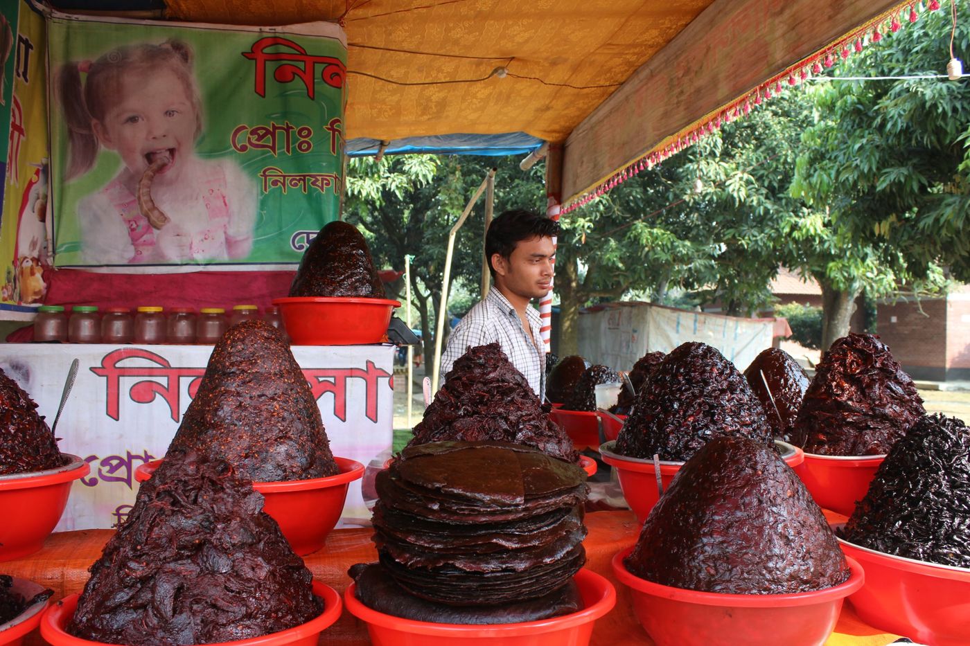 A tamarind pickle stall at a local fair