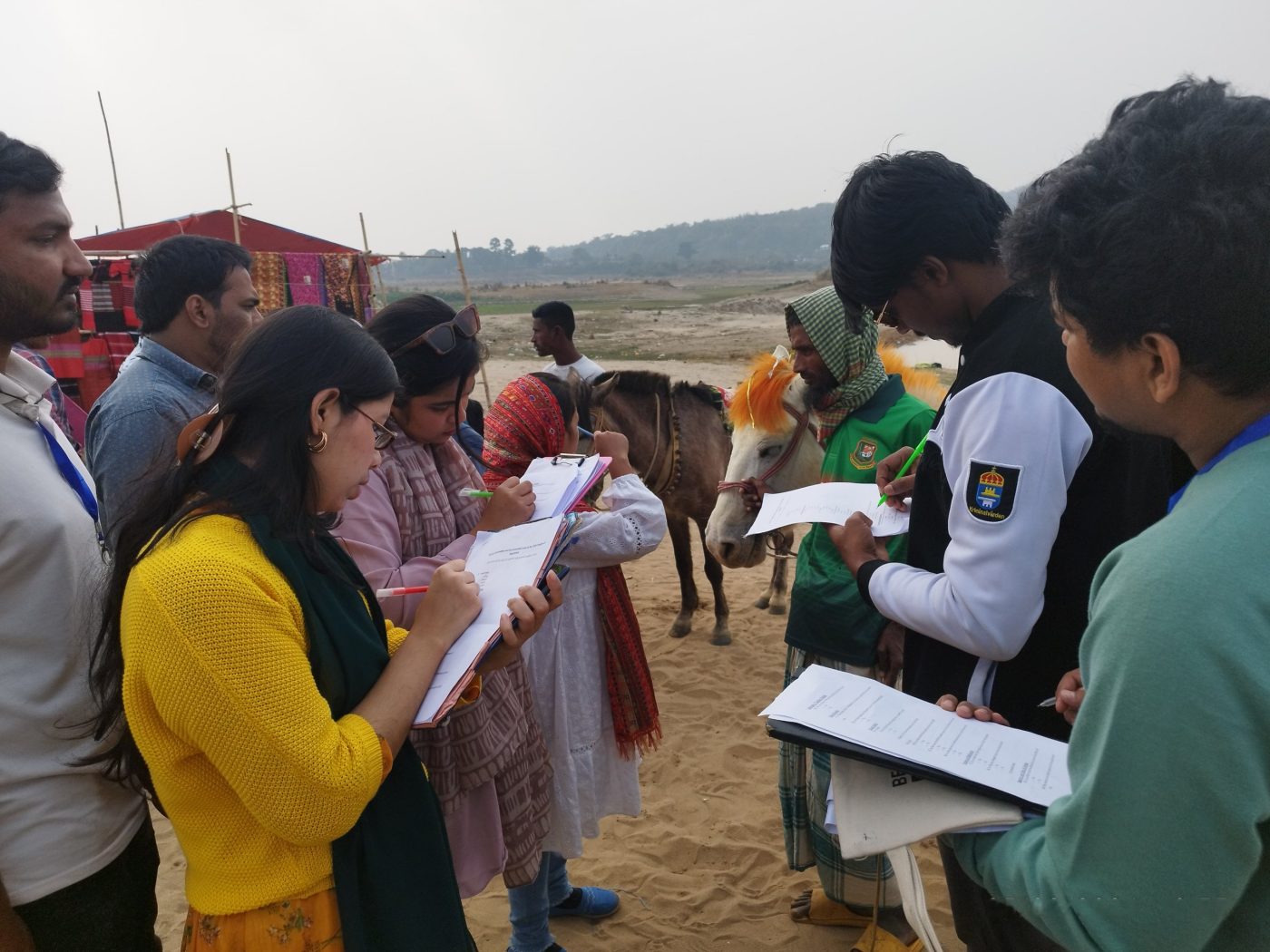 Questionnaire survey on the riverbank